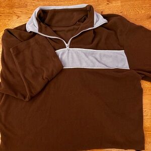 brown vintage quarter zip stripe blue white